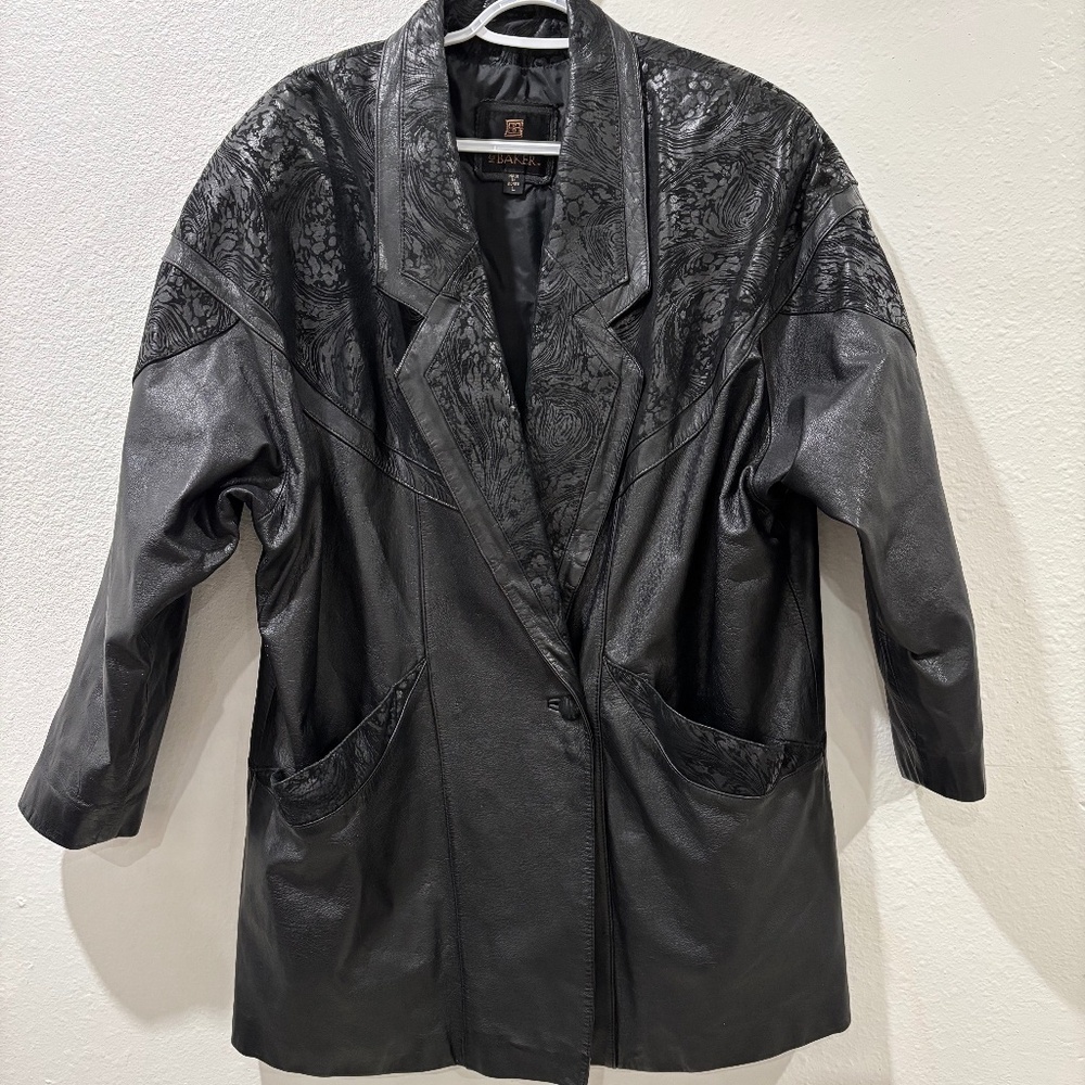 Rare vintage 80s irons and Baker oversized black leather women’s jacket